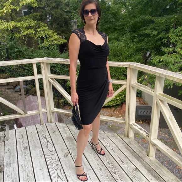 Xscape NWT Retro Black Formal Open Back Cocktail Dress Size 8 - Picture 13 of 15